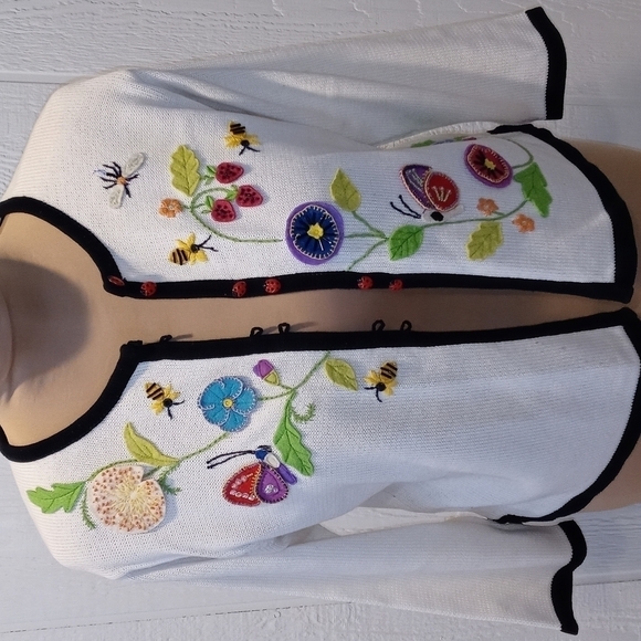 Embroidered jacket medium Christina rotelli. Beautiful ladybugs bees butterflies - Picture 3 of 14